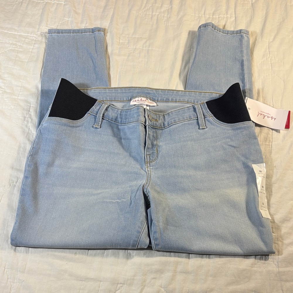 Isabel Maternity by Ingrid & Isabel Skinny Blue Jeans Size 12 Under Belly NWT